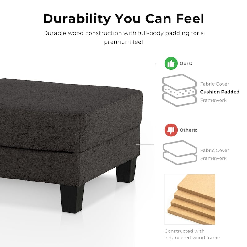 Furniture of America Xenia Modern Boucle Ottoman with Storage