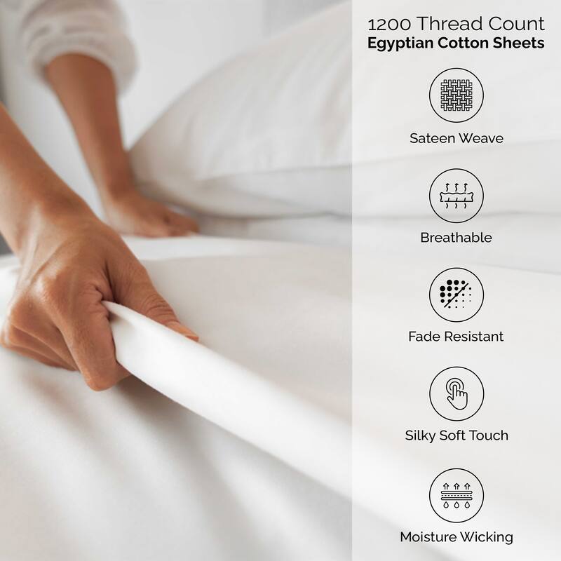 ﻿Superior 1200 Thread Count Egyptian Cotton Solid Bed Sheet Set