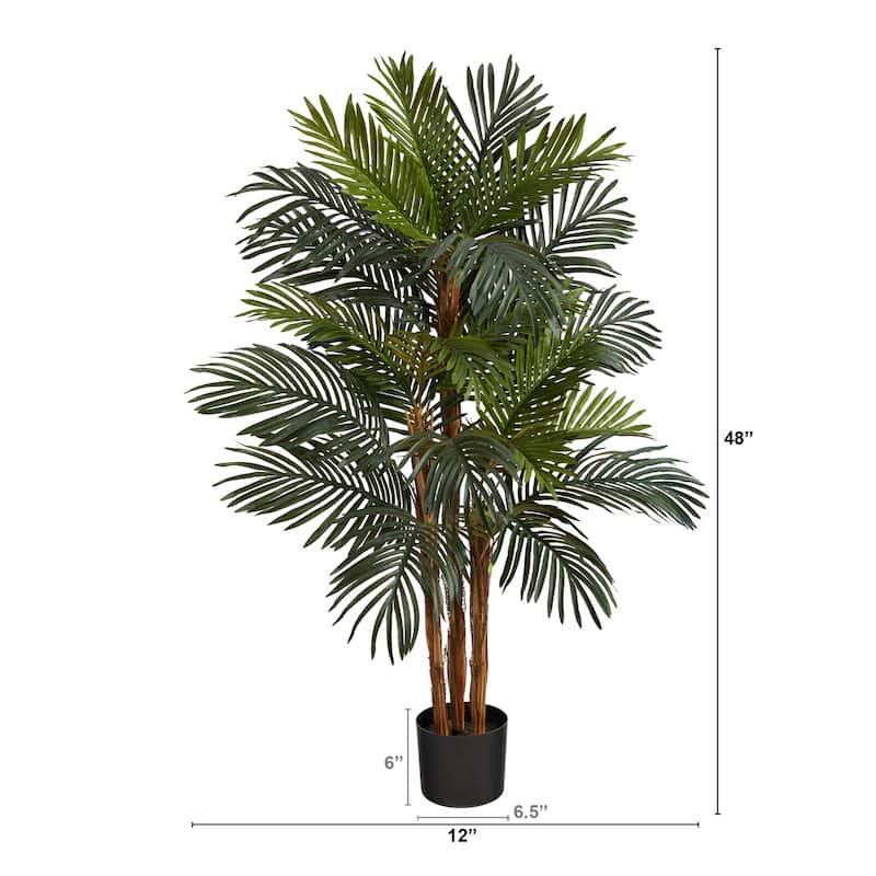 Artificial Robellini Palm Tree 4ft Indoor Outdoor Decor Realisitc Greenery - Green - 51-60 Inches