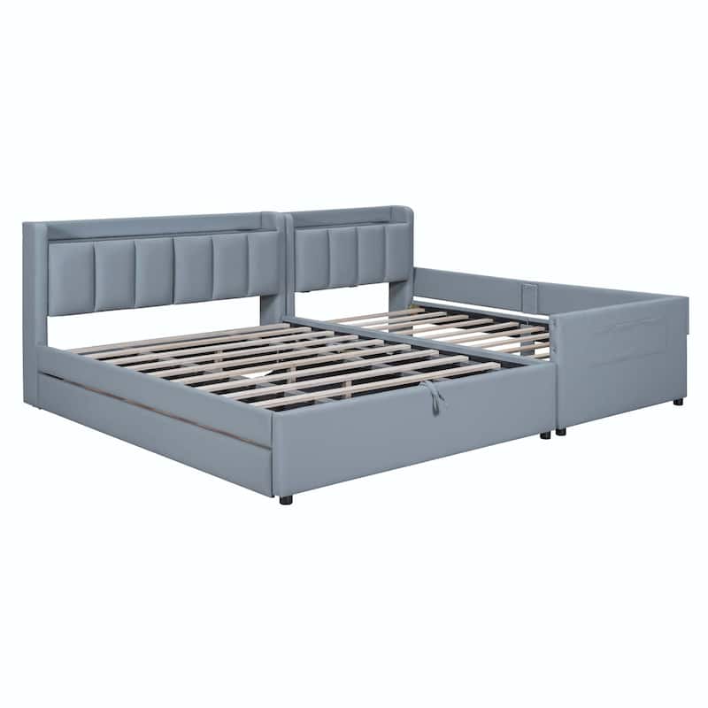 Queen Size & Twin XL Size Upholstered Platform Bed Mother&Child Bed