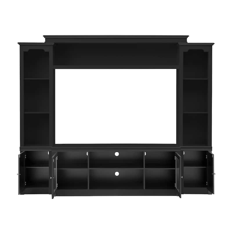 Living Room Entertainment Center Wall Unit Media Console for TVs Up to 65", Integrated TV Stand Bookshelf and Display Cabinet