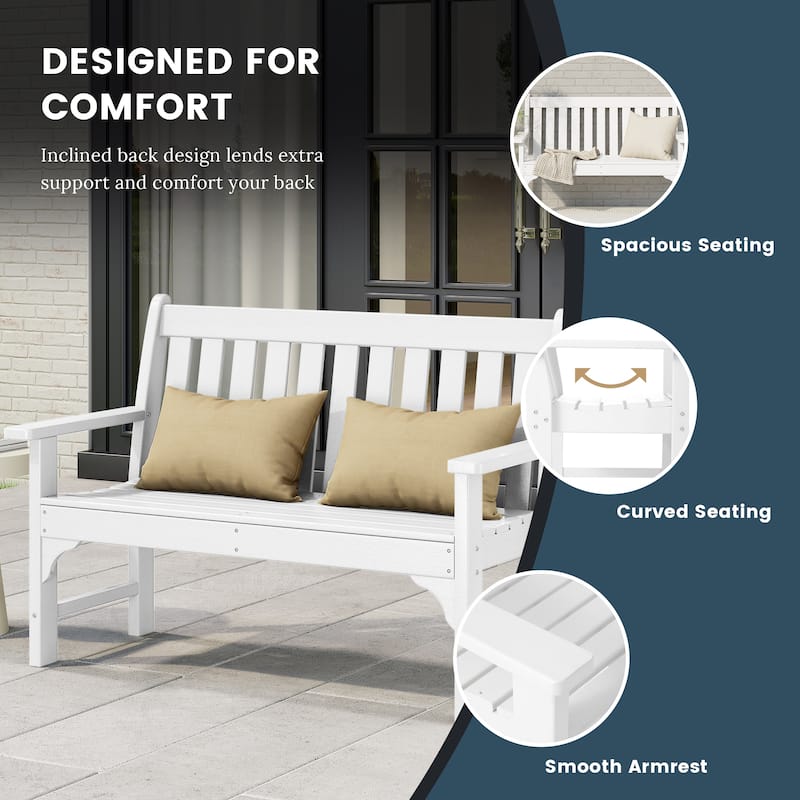 Polytrends Laguna Outdoor Patio 4-Piece Garden Chair and Porch Bench Conversation Set