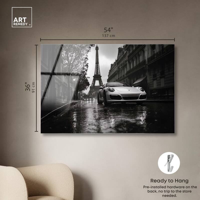 Driving in the Rain Paris Acrylic by Art Remedy, Ready to Hang