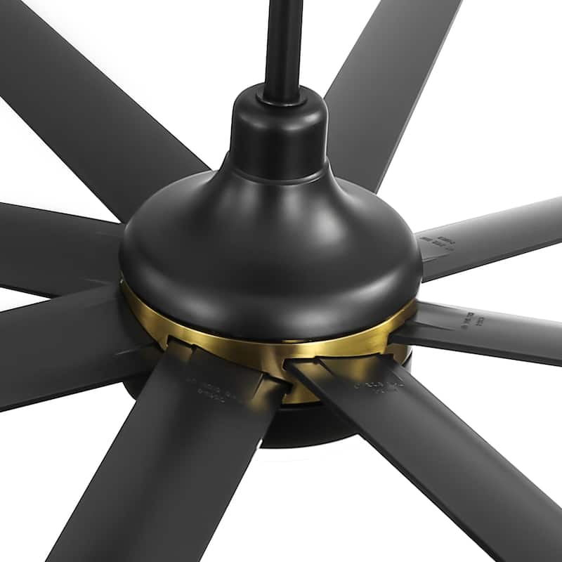 65 Inch Black Large Ceiling Fan with Light Remote(8-Blade)