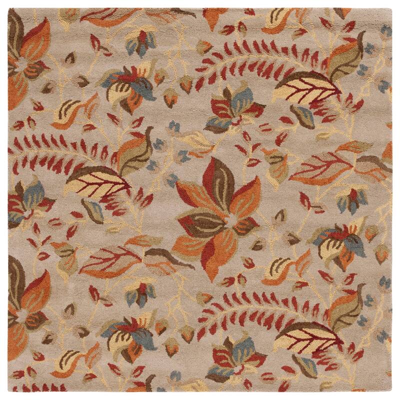 SAFAVIEH Handmade Blossom Gerga Modern Floral Wool Rug - 6' Square - Beige/Multi