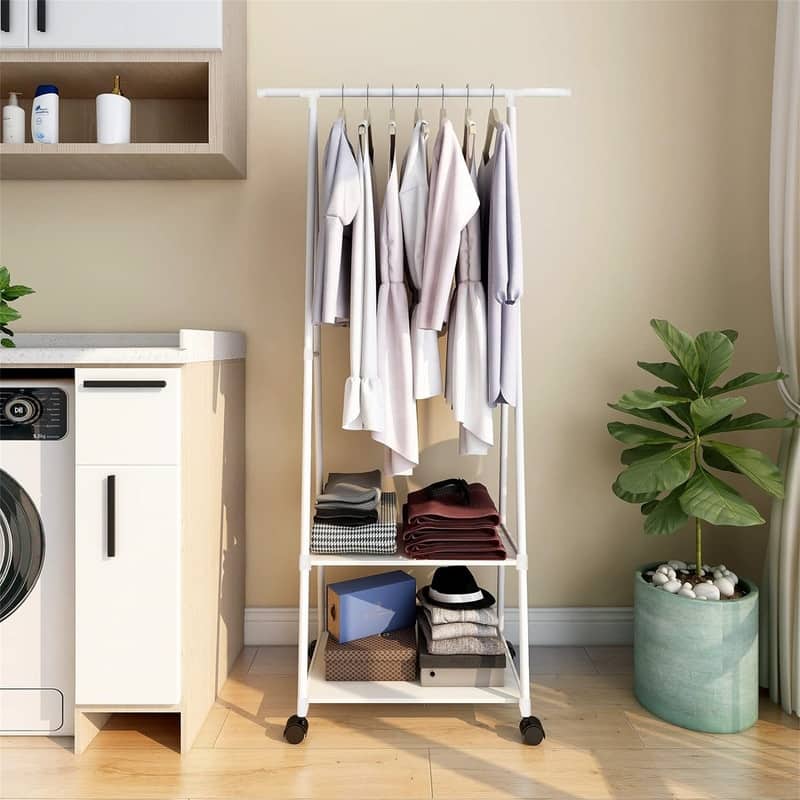 Clothes Rack Small Metal Garment Rack with Shelves - 21.65"D x 21.65"W x 62.99"H