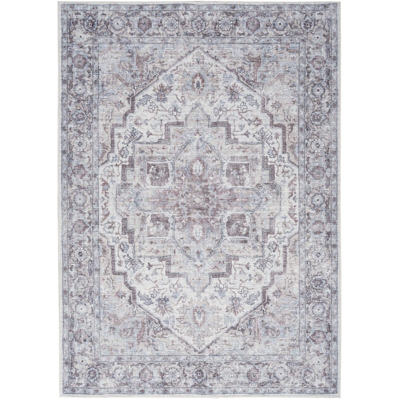 New Concept Washables Persian Boho Machine Washable Area Rug - 4' x 6' - Ivory/Beige