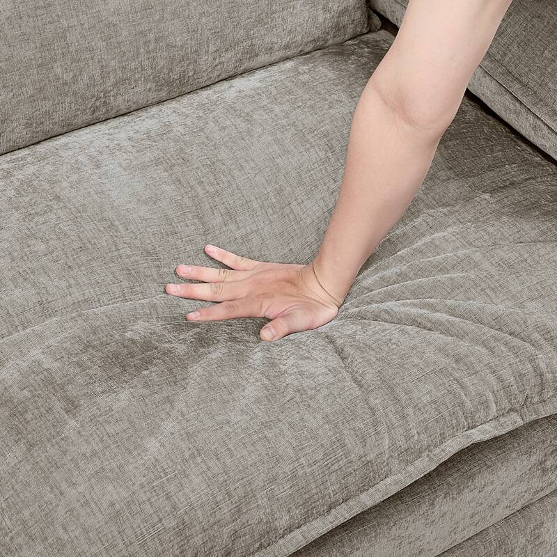 Terra Chenille 6-Piece Modular Sectional Sofa - Wood Finish Feet