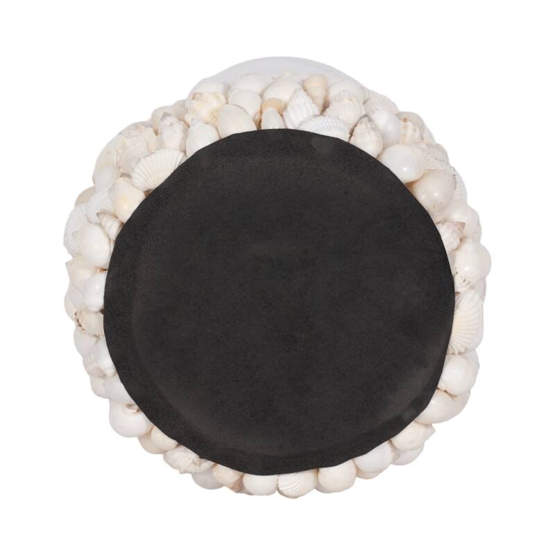 Sagebrook Home Shell White Cylinder Hurricane Candle Holder