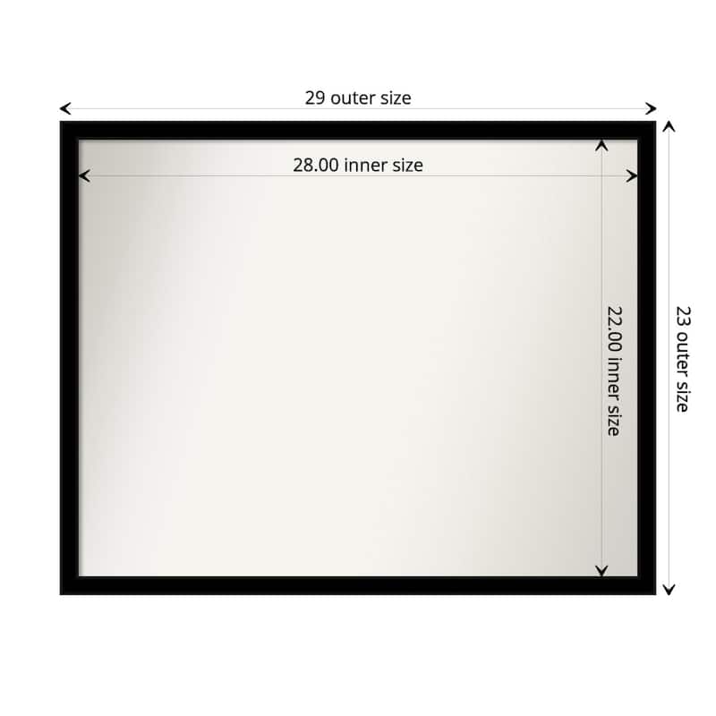 Non-Beveled Bathroom Wall Mirror - Jet Black Frame - 29 x 23 in - Jet Black