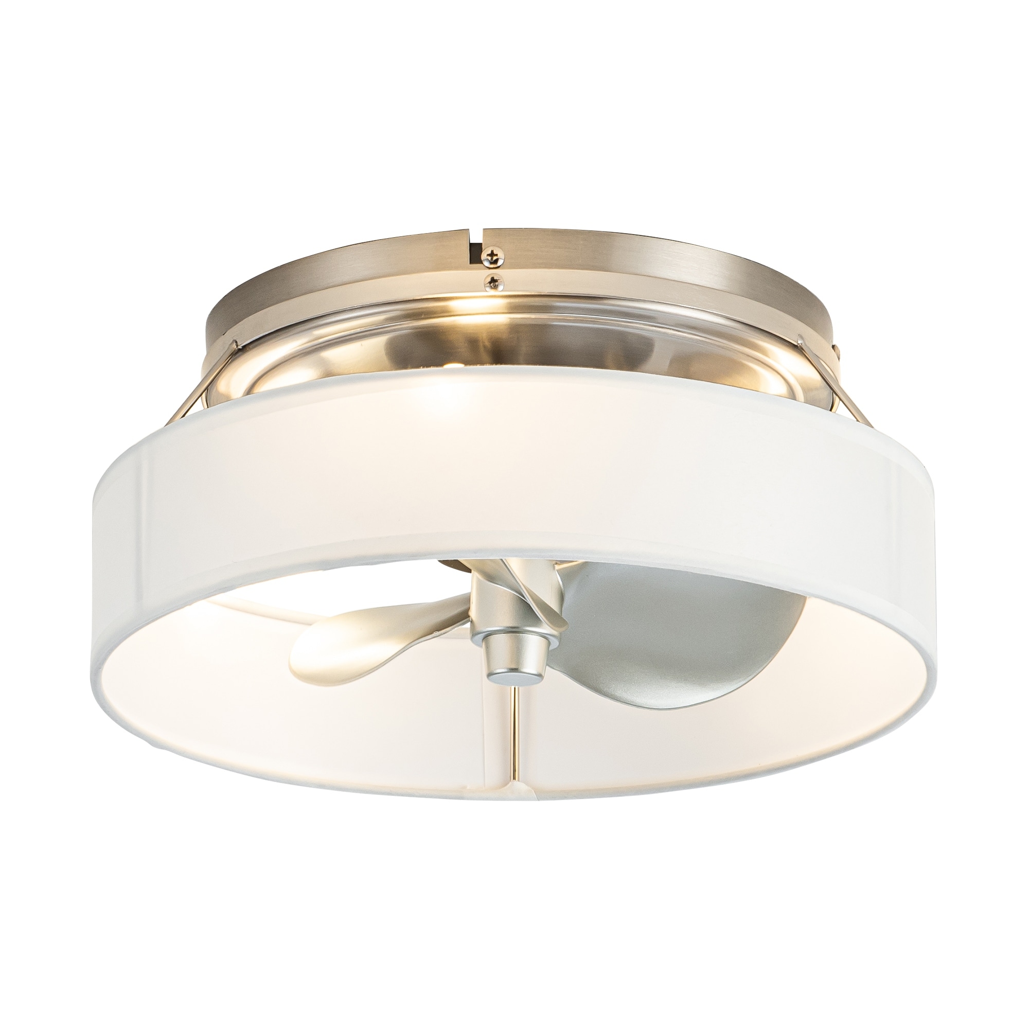 13-inch Brushed Nickel Minimalist Caged Fandelier Flush