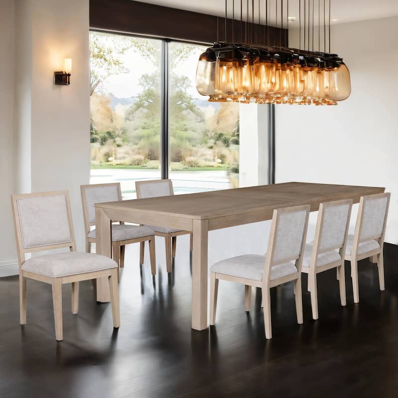 Furniture of America Durem Modern 7-Piece Extendable Solid Wood Dining Set - Tawny Brown