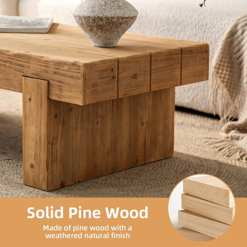 47.6" Farmhouse Solid Wood Coffee Table