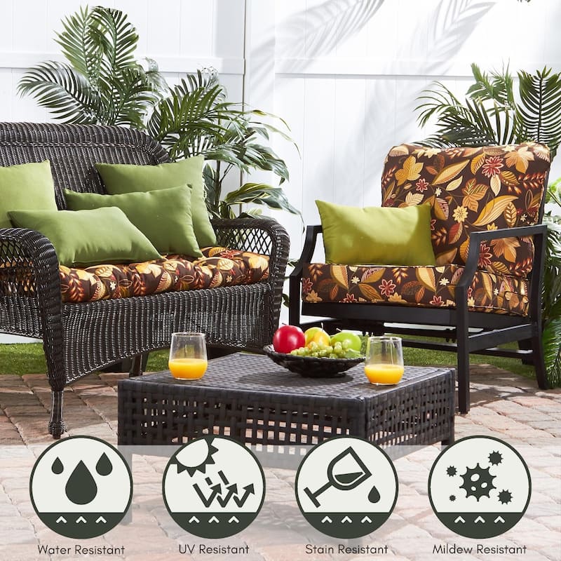 Timberland Floral Outdoor 24-inch x 24-inch Premium Deep Seat Cushion Set (Cushions Only)