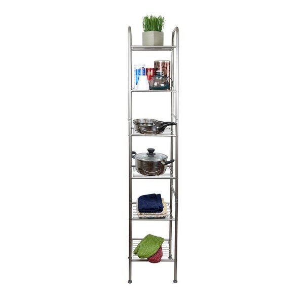Hermosa Home 6 Tier Steel Decorative Storage Shelving Unit - Satin Nickel