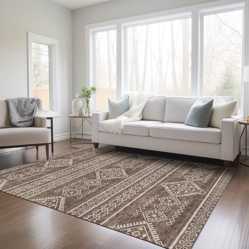 Machine Washable Indoor/ Outdoor Chantille Moroccan Boho Rug