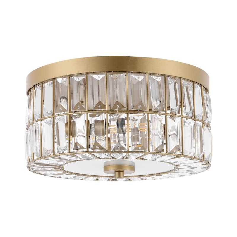 SAFAVIEH Lighting Tjalline Flush Mount - 12" W x 12" D x 7" H - Brass - 12Wx12Dx7H
