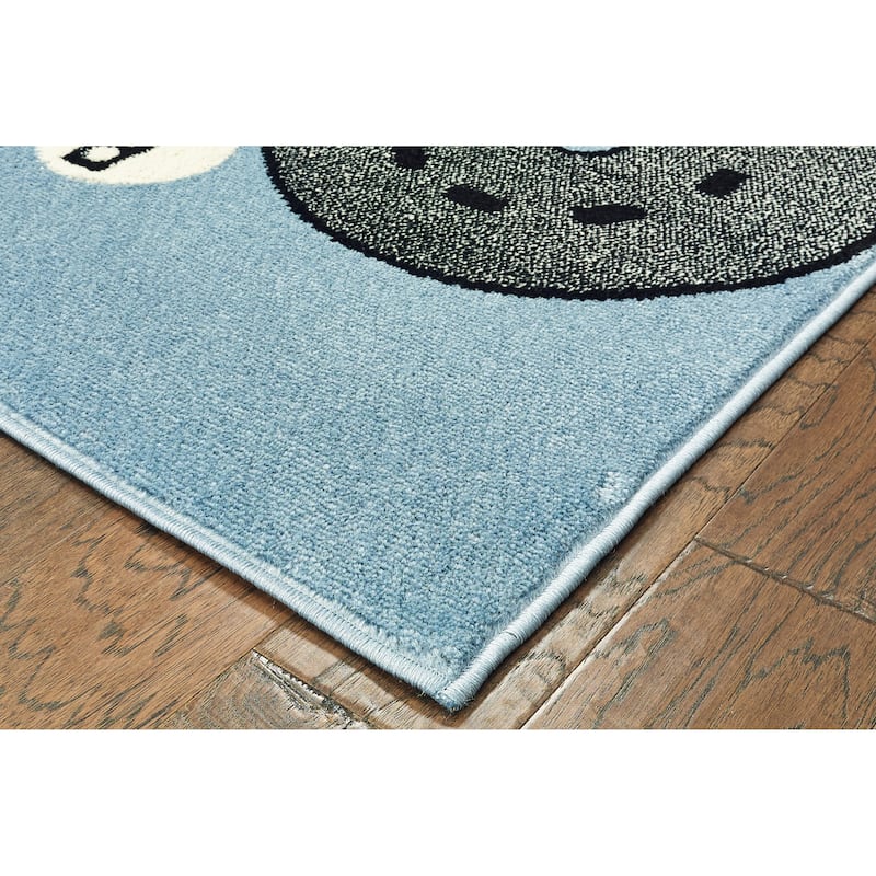 Sevita Blue/Gray Racing Roadways Kids Rug