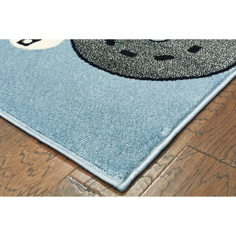 Wren Light Blue Race Track Children's Indoor Area Rug by Sevita
