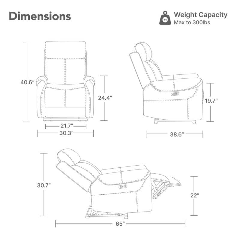 Spruce & Spring Margot Wall Hugger Power Recliner with USB Ports