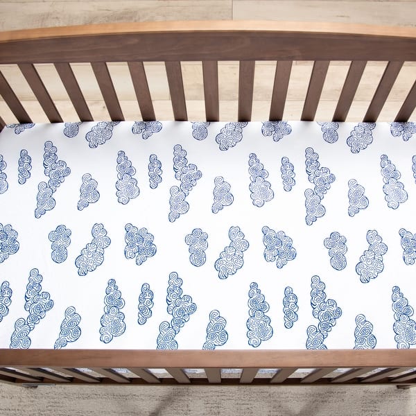 slide 2 of 10, Rizzy Home Cloud Cotton Fitted Cribsheet - 28" X 52"