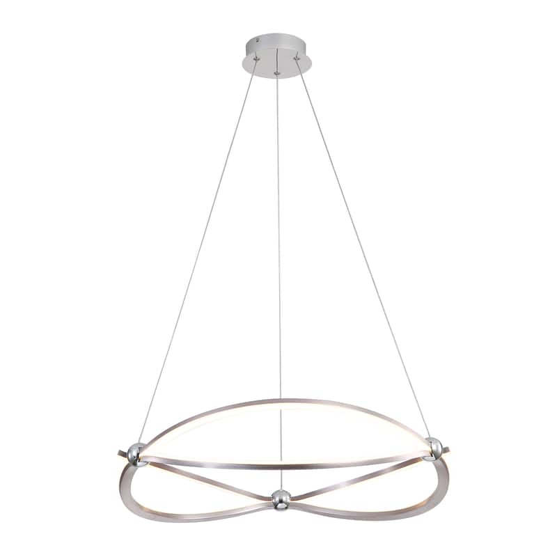 Spirale 24" LED Chandelier in Satin Nickel with No Shade - Silver