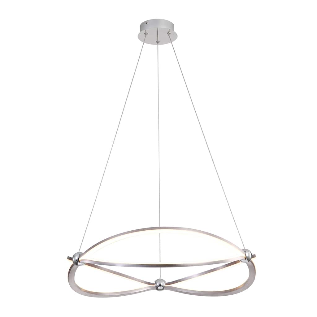 Spirale 24" LED Chandelier in Satin Nickel with No Shade - Silver