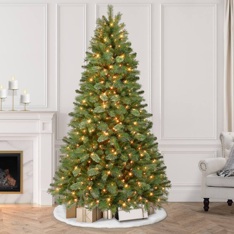 Puleo International 7.5 ft. Pre-Lit Teton Pine Artificial Christmas Tree