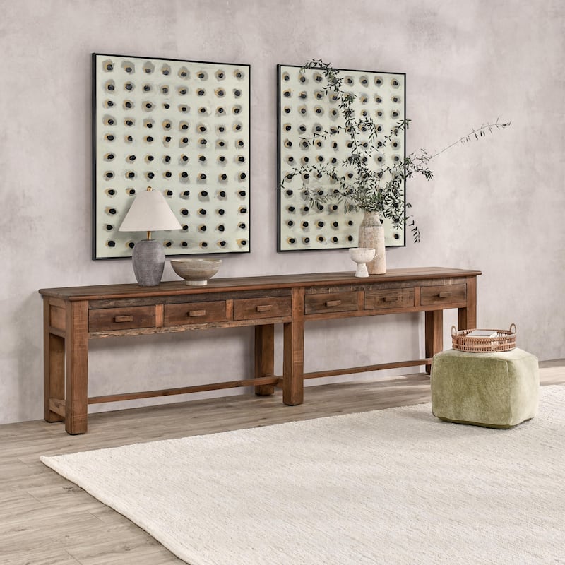 Classic Home Ezra Reclaimed Wood 6Dwr Console Table Natural