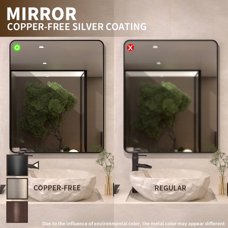 24/30/42/48/60 inch Rectangle Frameless Wall Mounted Bathroom Vanity Mirror