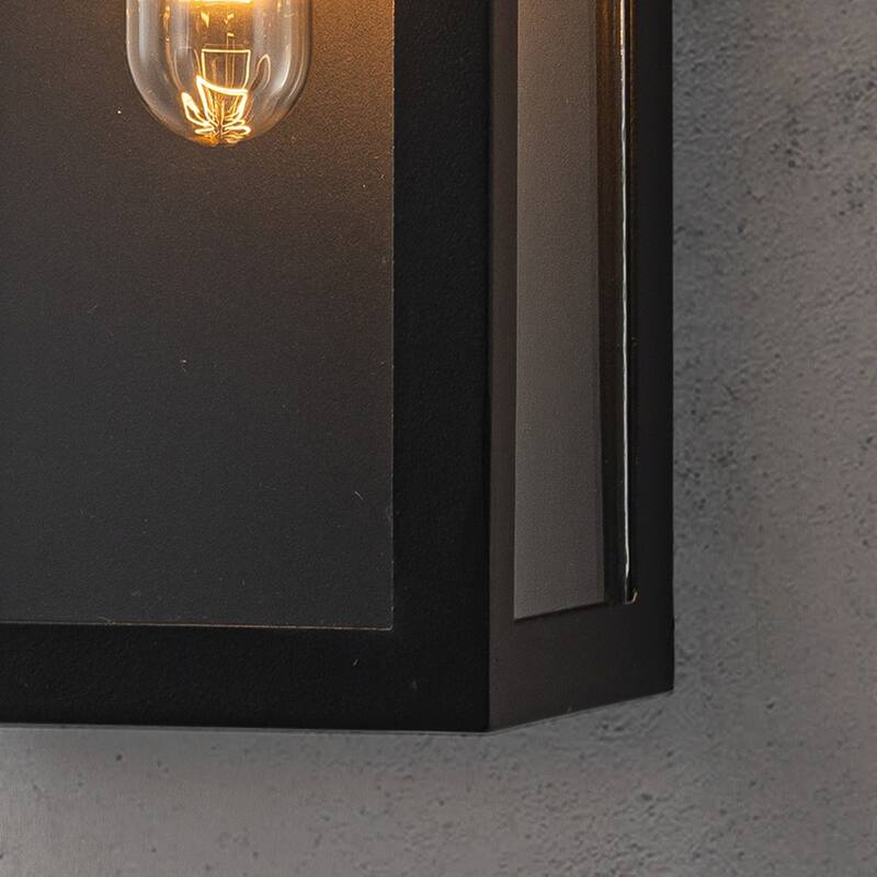 CraftHome H18" Modern Minimalist Black Outdoor Wall Lantern with Clear Glass Dusk to Dawn Outdoor Exterior Wall Light - W5''