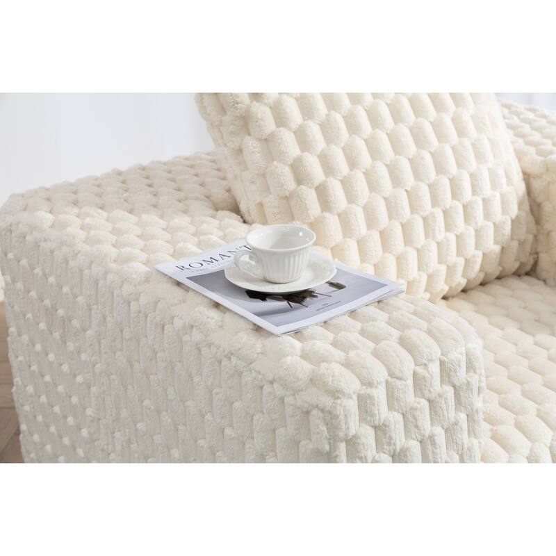 Modern All-Compressed Design Corduroy Compression Sofa With Ottoman