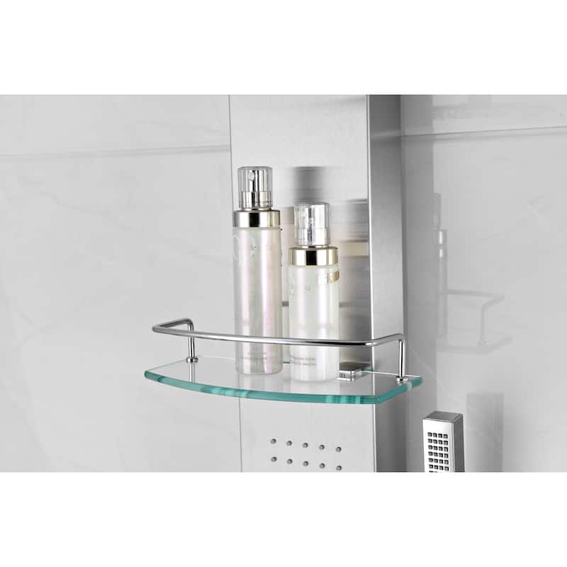 ANZZI Coastal Full Body Shower Panel with Heavy Rain Shower in Brushed Steel
