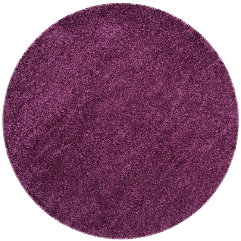 SAFAVIEH California Premium Shag Izat 2-inch Thick Area Rug - 4' Round - Purple