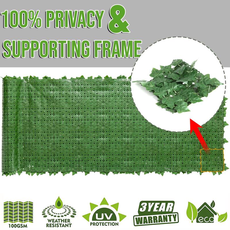 ColourTreeUSA 39" x 138" Artificial Hedges Faux Ivy Leaves Fence Privacy Screen Cover Panels  Decorative Trellis - 39" x 138"