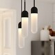 preview thumbnail 1 of 9, Thalia 3L Contemporary Pendant Light White Pill Glass Matte Black - 10-in W x 21-in H x 10-in D