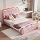 preview thumbnail 2 of 6, Twin Size Led Upholstered Bed, Platform Bed with Curve Shaped and Height-adjustbale Headboard