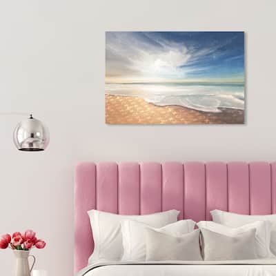 Wynwood Studio Canvas Nautical and Coastal Luxurious Beach Blue and Metallic Gold Nautical & Coastal Wall Art Canvas Print