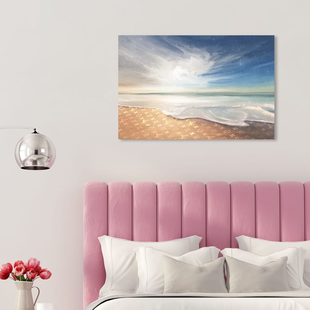 Wynwood Studio Canvas Nautical and Coastal Luxurious Beach Blue and Metallic Gold Nautical & Coastal Wall Art Canvas Print