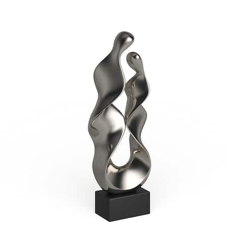 Silver Ceramic Modern Sculpture Abstract 27 x 10 x 6 - 10 x 6 x 27