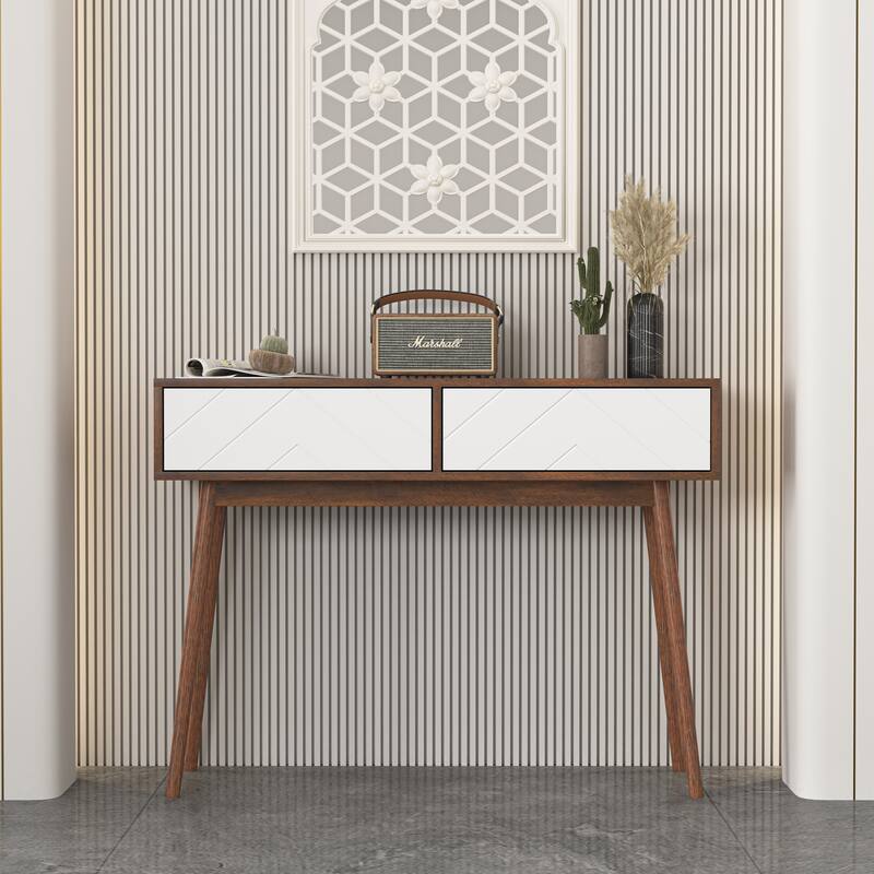Console Table with Storage Space and Wood Legs