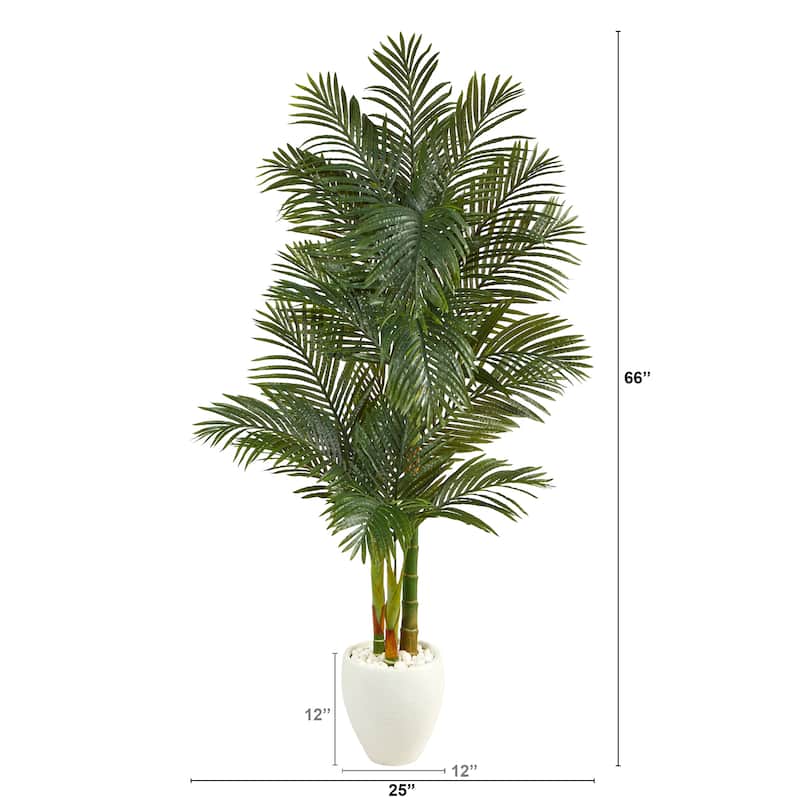 6' Golden Cane Artificial Palm Tree in White Planter - 13"