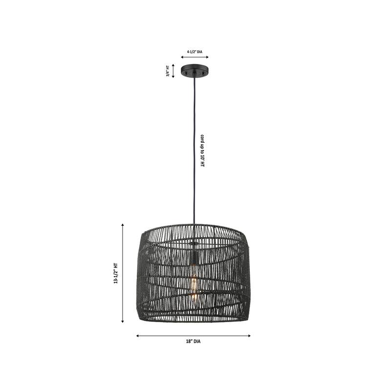 Innovations Lighting Elwood - 1 Light 18" Cord Hung Pendant - Matte Black Finish - Matte Black Shade