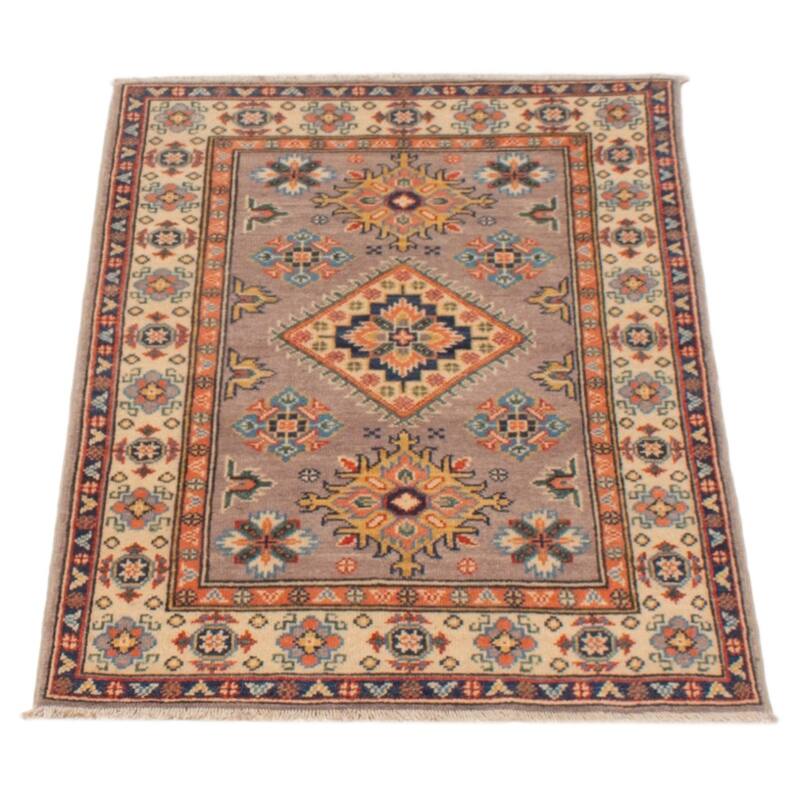 ECARPETGALLERY Hand-knotted Uzbek Ghazni Taupe Wool Rug - 2'7 x 4'1