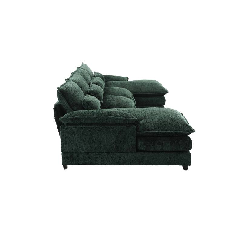 Modern Large U-Shape Sectional Sofa, Chenille Fabric, Memory Foam, Easy Assembly