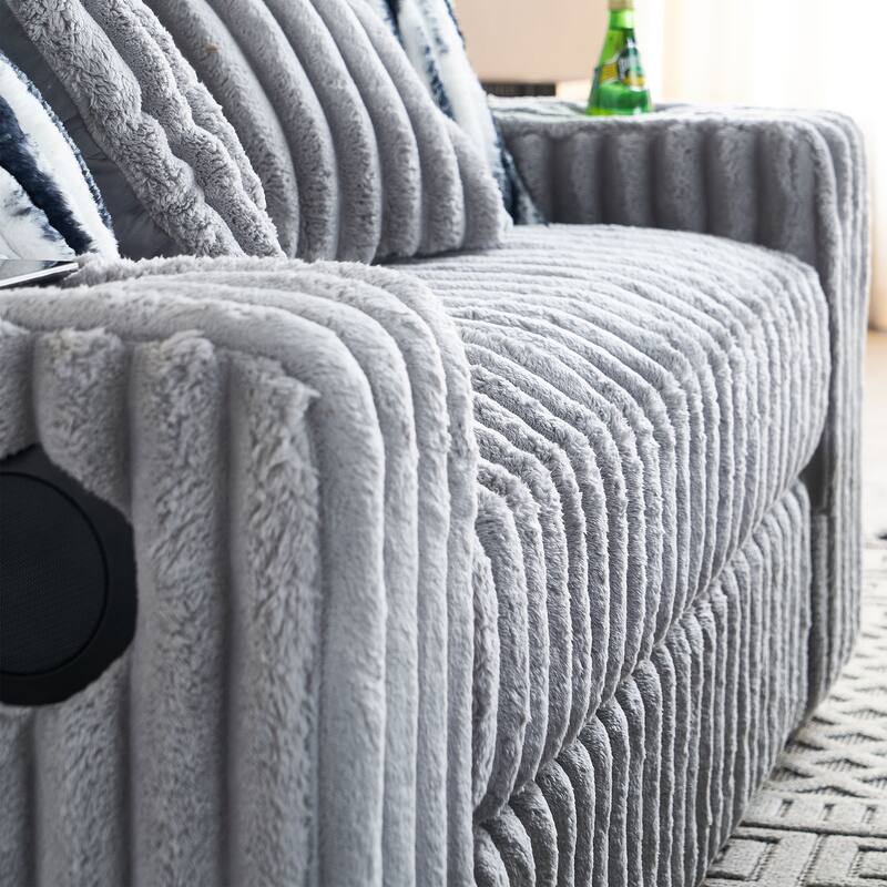 Loveseat Recliner Sofa, with Ottoman and Cushions, 4 Pillows Tufted Couch wCup Holder & Wireless Charger Lounge Couch