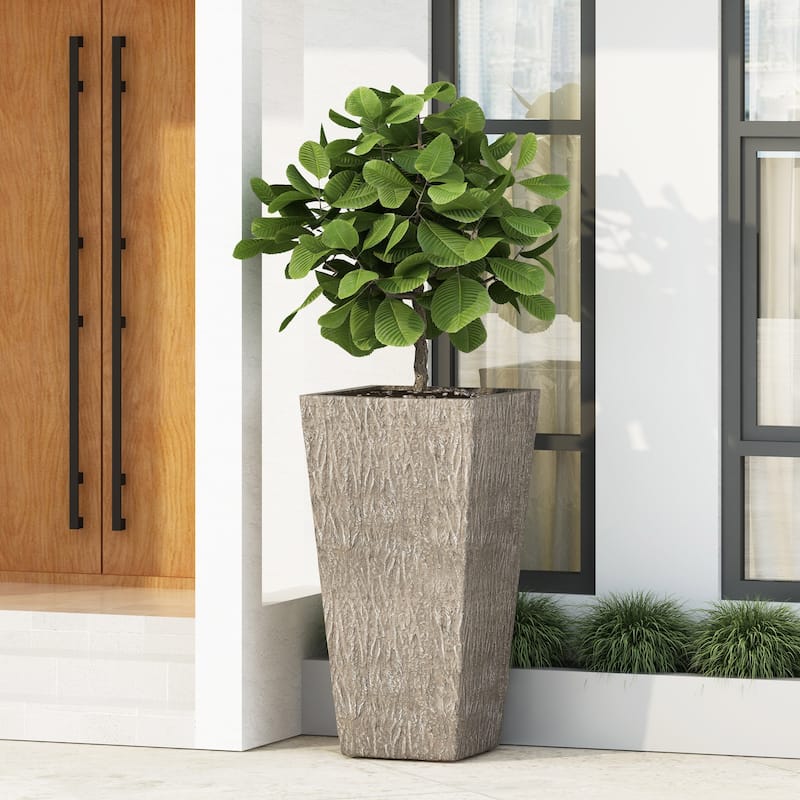 Beadles Outdoor Cast Stone Planter by Christopher Knight Home - Large