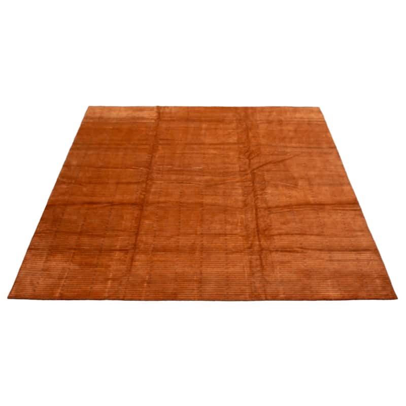 ECARPETGALLERY Hand-knotted Opulence Orange Silk, Wool Rug - 11'6 x 11'4