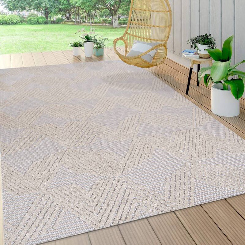 JONATHAN Y Sumak High-Low Pile Art Deco Geometric Indoor/Outdoor Area Rug