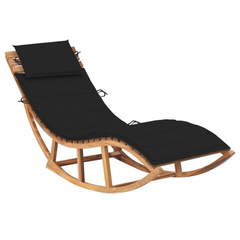 Rocking Sun Lounger with Cushion Solid Teak Wood